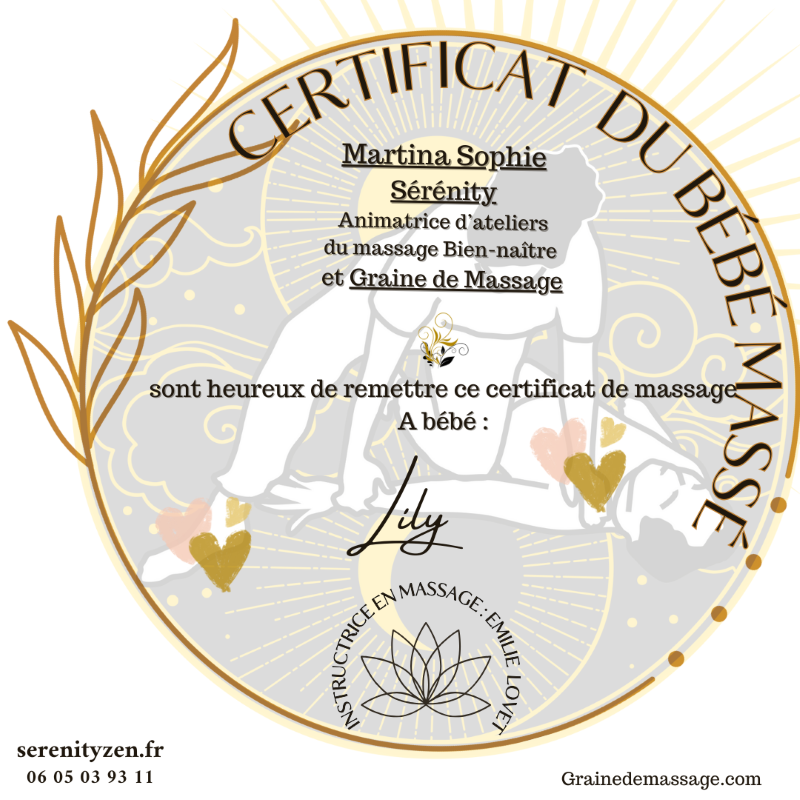 diplome bébé massé